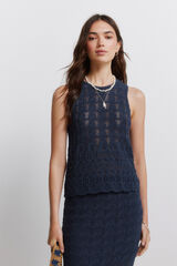 Springfield Pointelle vest top blue