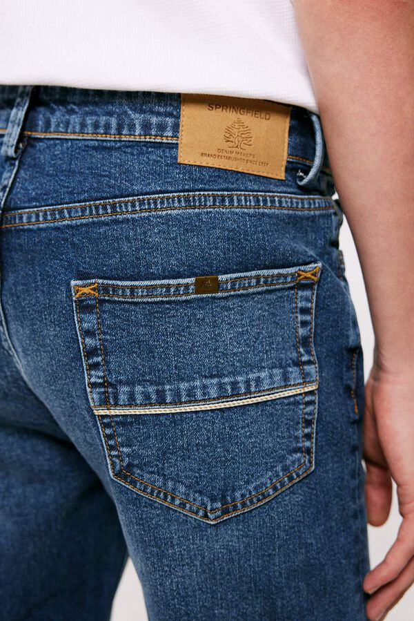 Springfield Jeans Slim-Fit dunkel verwaschen blau