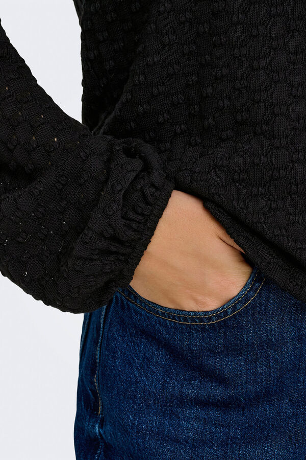 Only Lang&auml;rmelig strukturierte Bluse Schwarz