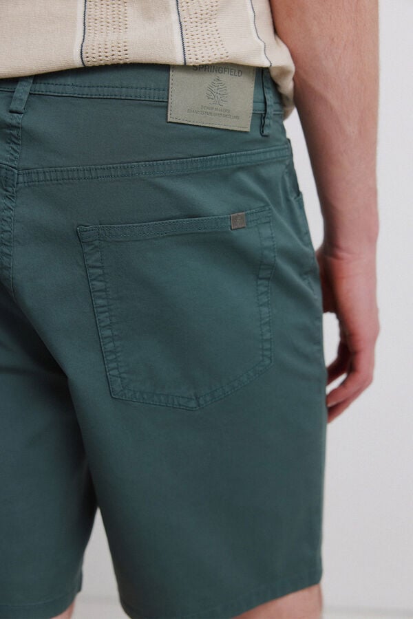 Springfield Lightweight 5-pocket washed regular fit Bermuda shorts blue