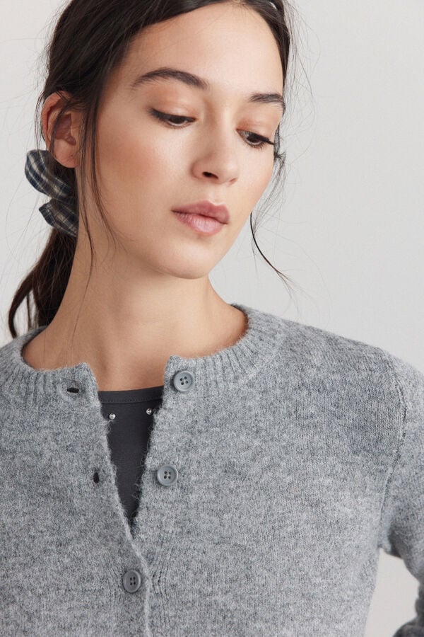 Springfield Soft touch knit jacket grey