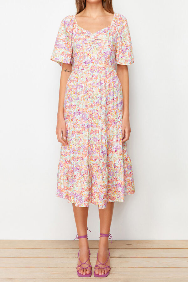 Trendyol Sweetheart neckline midi dress multicolour