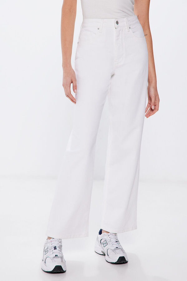 Springfield Straight wide-leg colour jeans white