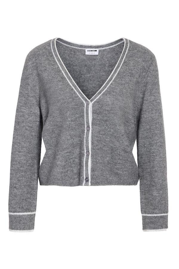 Noisy May c&aacute;rdigan pico abotonado gris