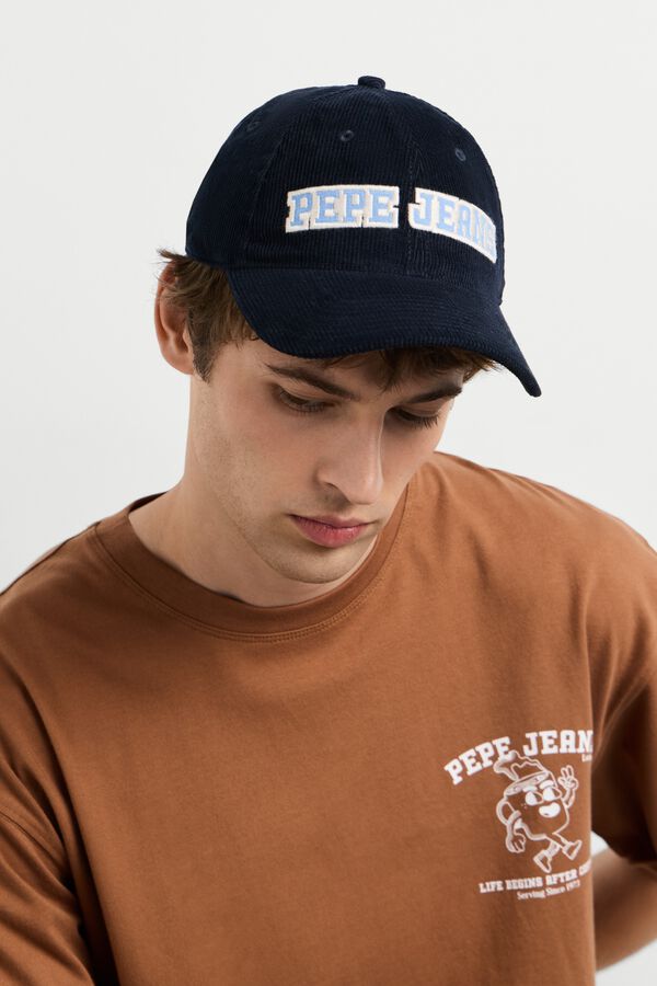 Pepe Jeans Bon&eacute; de bombazina com log&oacute;tipo azul