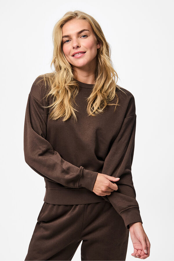 Pieces Sweatshirt básica castanho