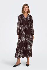 Only Vestido largo camisero de gasa burdeos