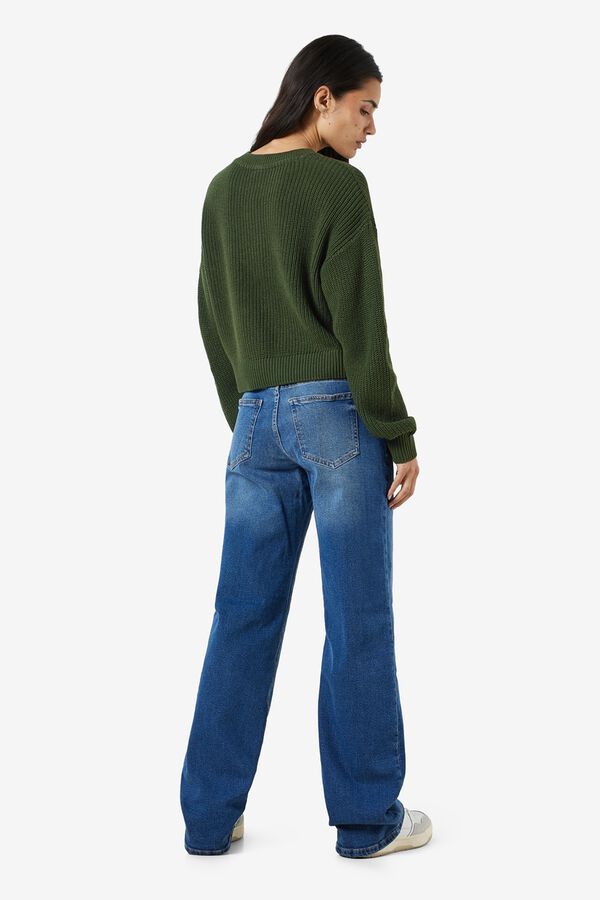 Noisy May Round neck knit jumper green