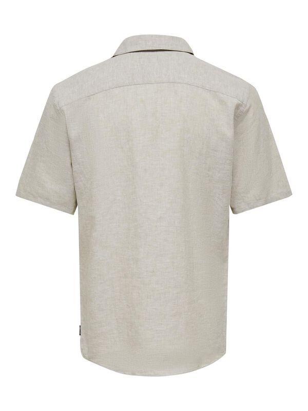 Only & Sons Linen shirt with short sleeves grey