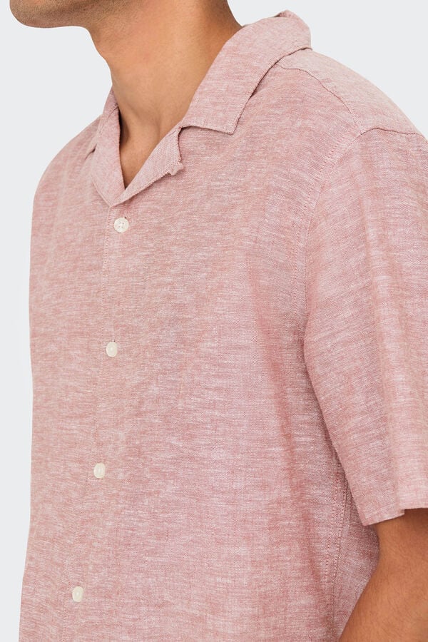 Only & Sons Linen shirt with short sleeves nude