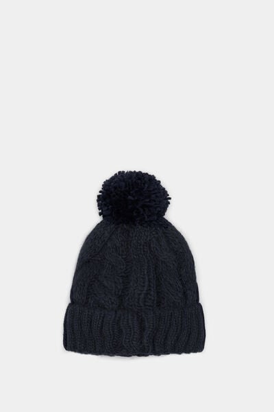 Springfield jersey-knit braided pompom hat bluish