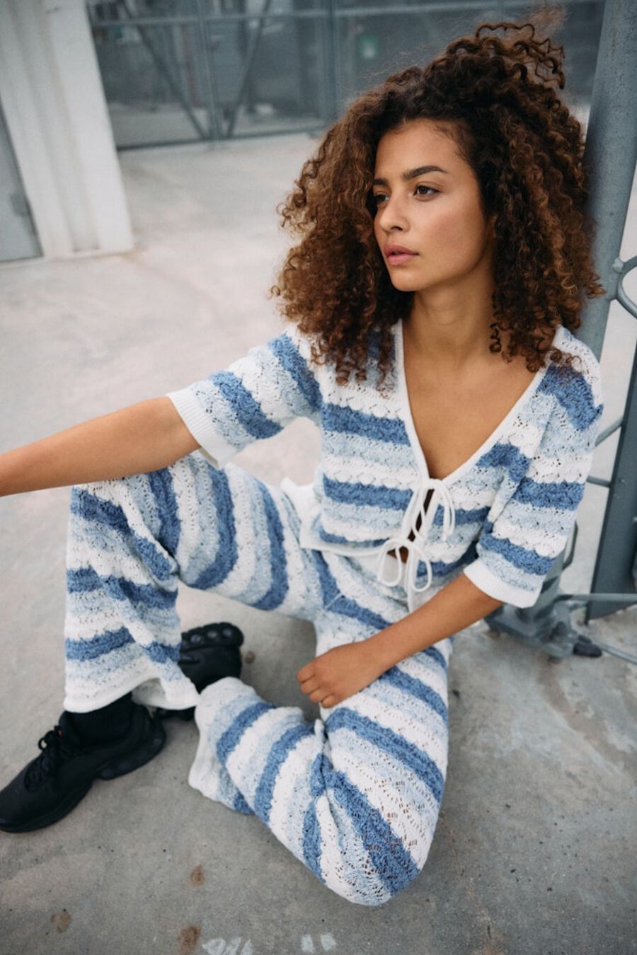 Pantalón largo de punto pointelle