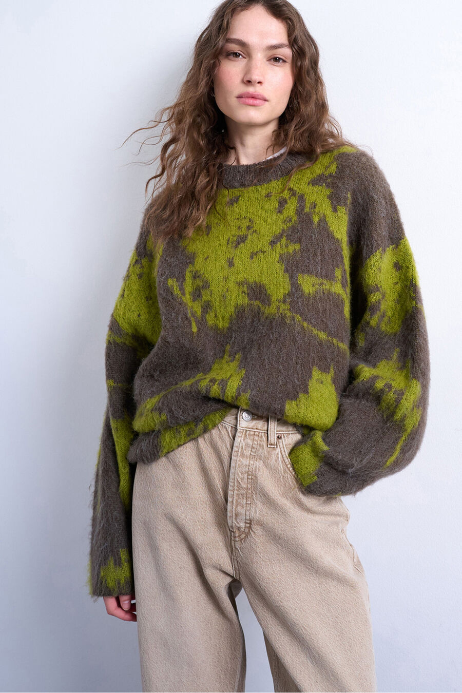 Jersey de manga larga en mezcla de acrílico, poliéster y lana