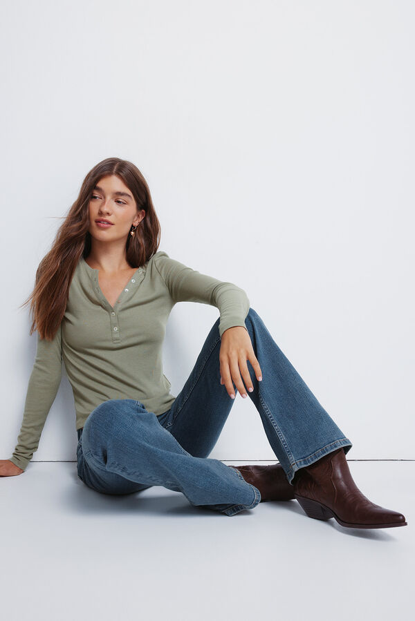 Springfield Buttoned Henley t-shirt beige