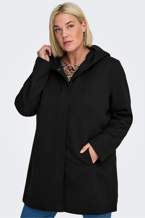 Only Carmakoma Midi cloth plus size coat black