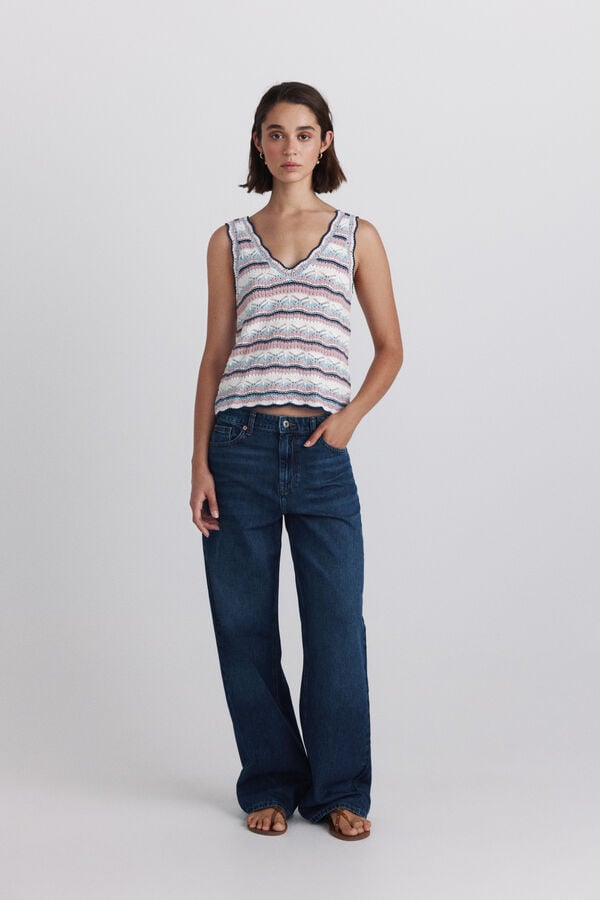 Springfield Top multicolor de malha branco