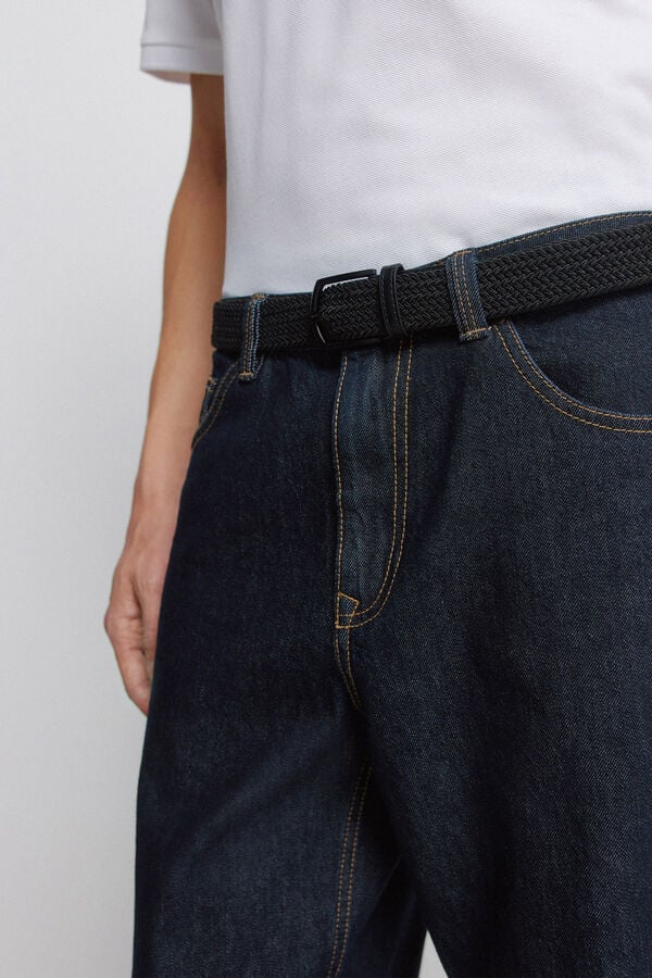 Springfield Cintur&oacute;n trenzado monocolor negro