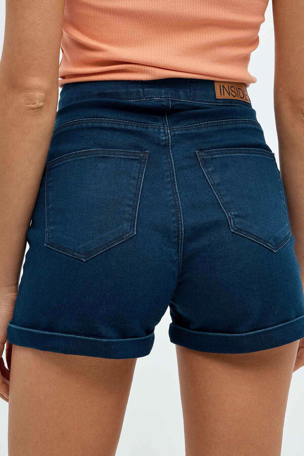 Springfield Denim-Shorts Slim High Waist Knöpfe blau