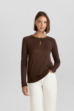 Springfield Crochet shoulder long sleeve T-shirt