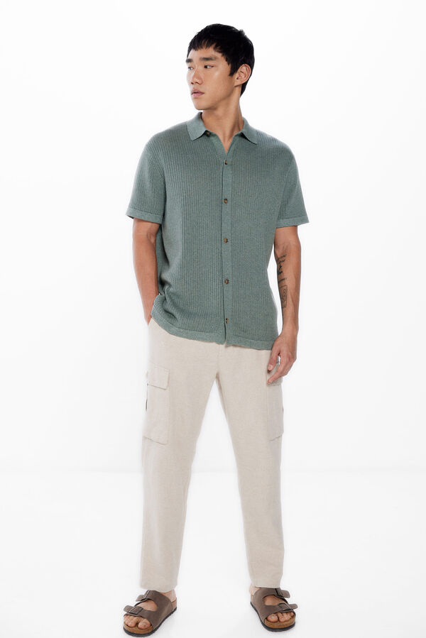 Springfield Short sleeve jumper with a polo shirt-style neck green