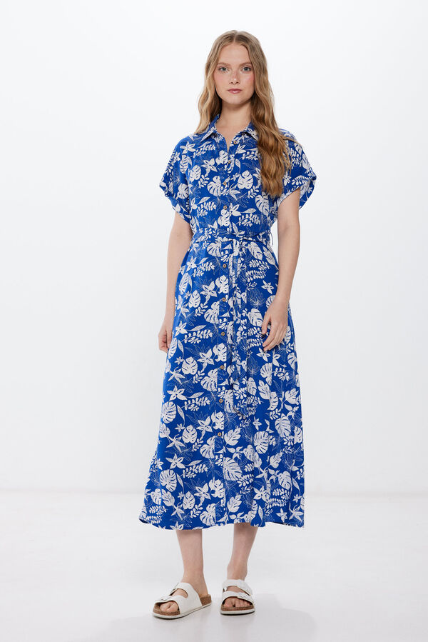 Springfield Haljina sa kragnom i cvetovima Bež