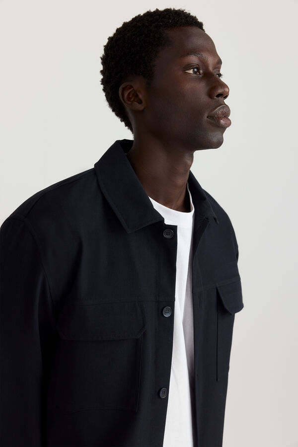 Springfield Fluid fabric overshirt blue