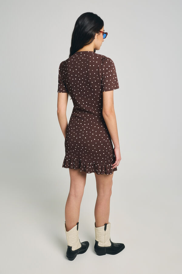 Only Vestido corto de lunares marr&oacute;n