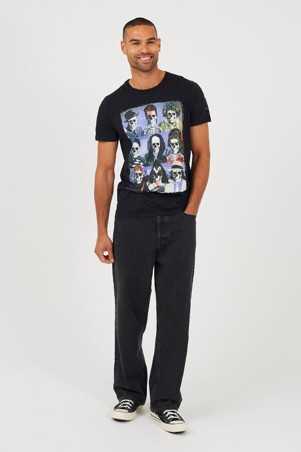 Brave Soul Camiseta calaveras manga corta negro