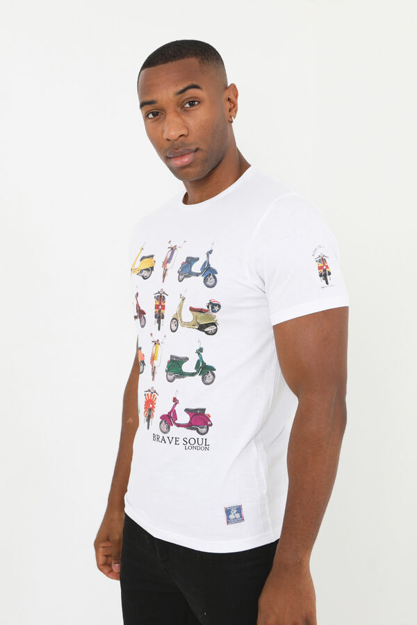 Brave Soul Short-sleeved Vespa T-shirt white