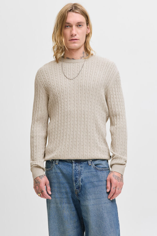 Jack & Jones Jersey de punto trenzado gris