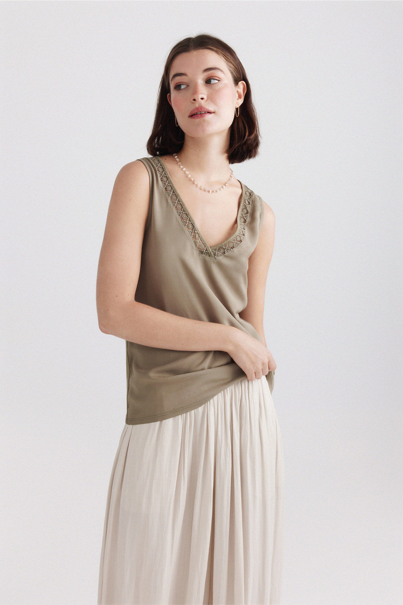 Springfield Embroidered neckline vest top