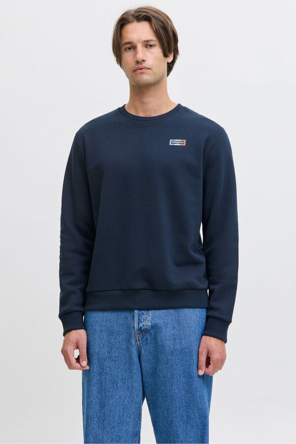 JJ REBEL Sweatshirt b&aacute;sico com logo azul