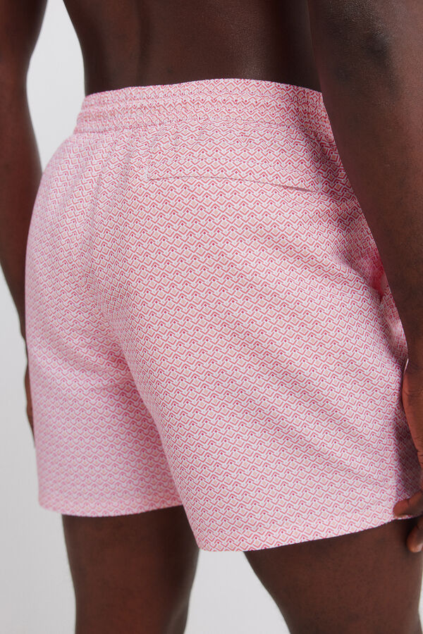 Springfield Geometric print zip pocket swimwear brown