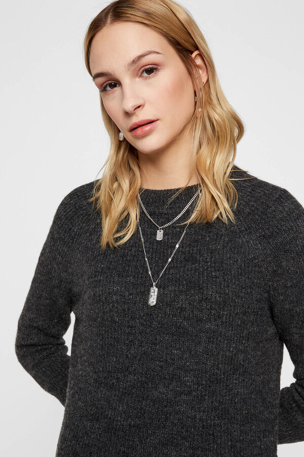 Pieces Essential knit jumper grey