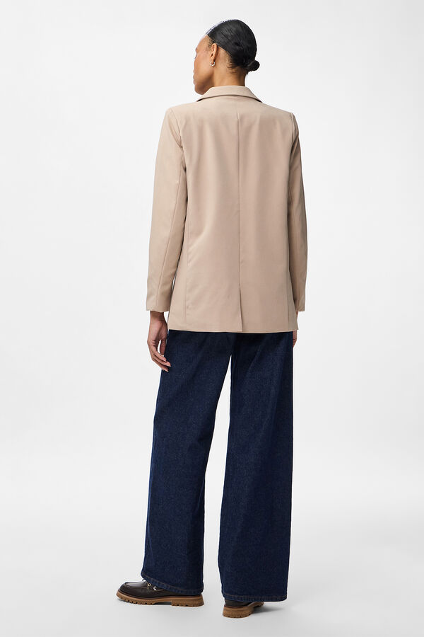 Pieces Blazer oversize sin botones beige