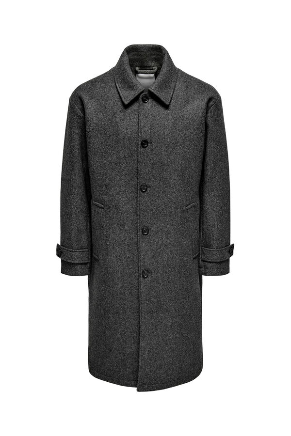 Only & Sons Abrigo de pa&ntilde;o largo negro