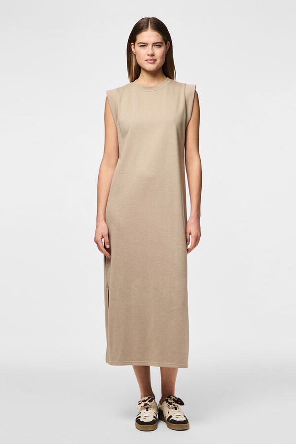 Pieces Cotton long dress brown