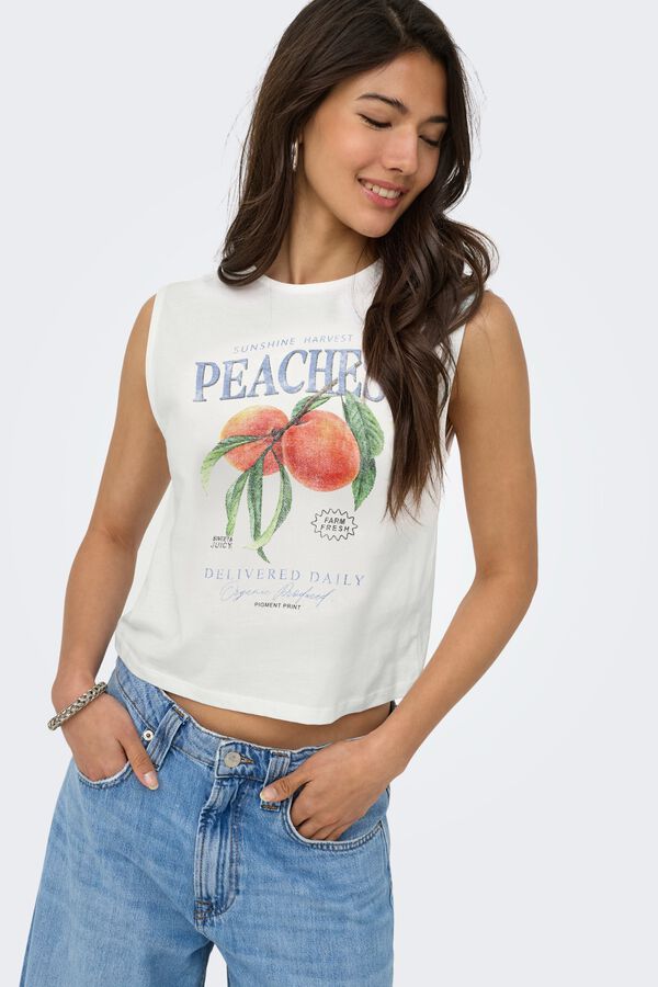 Only Round neck long T-shirt beige