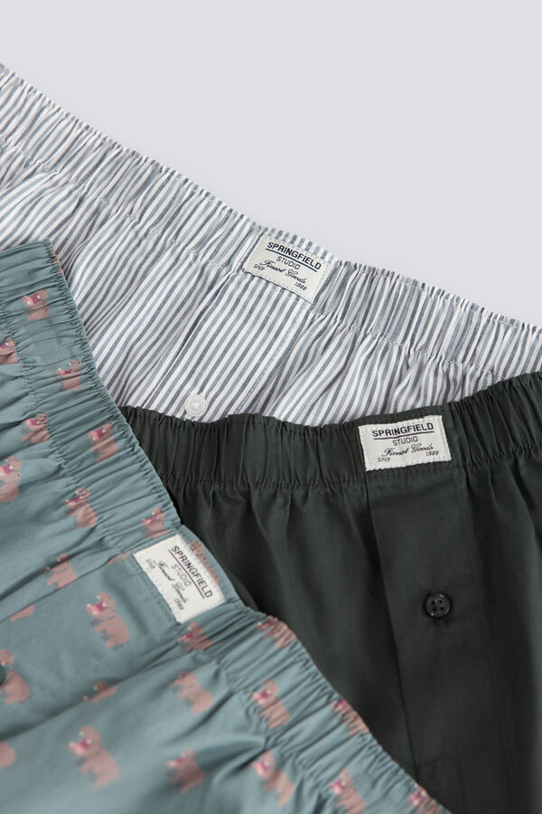 Springfield Printed poplin 3-pack boxers blue