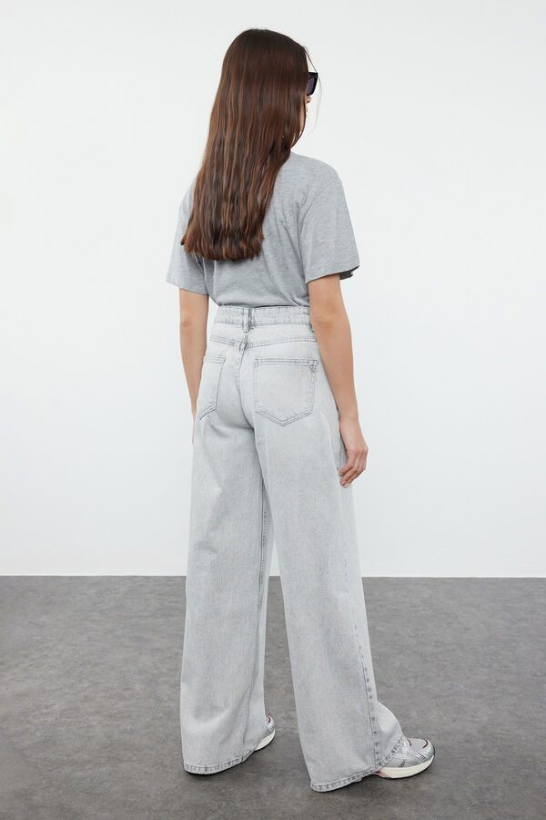 Trendyol Jeans wide leg de cintura alta cinzento