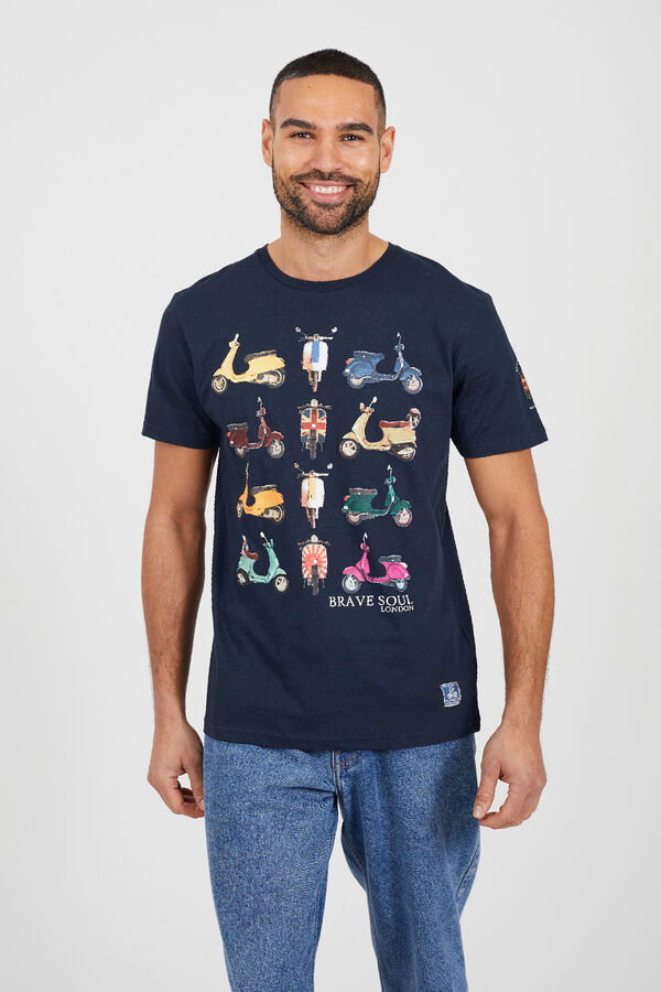 Brave Soul Camiseta vespas manga corta azul