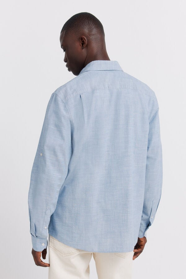 Springfield Slub cotton shirt blue