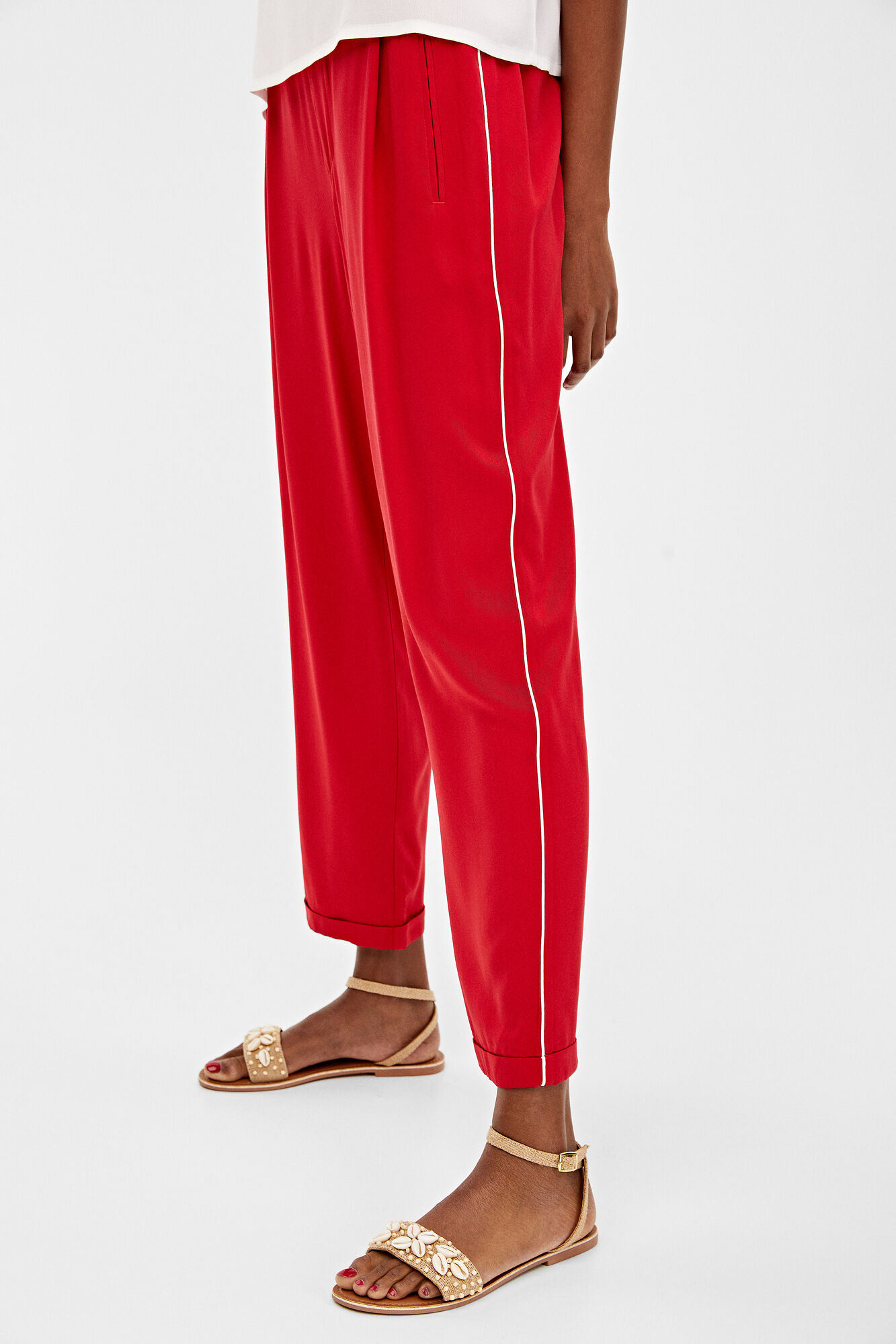 pants with side fringe