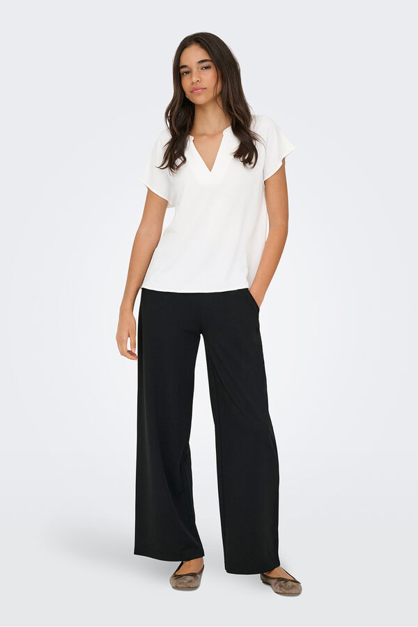 JDY Blusa manga corta lino blanco