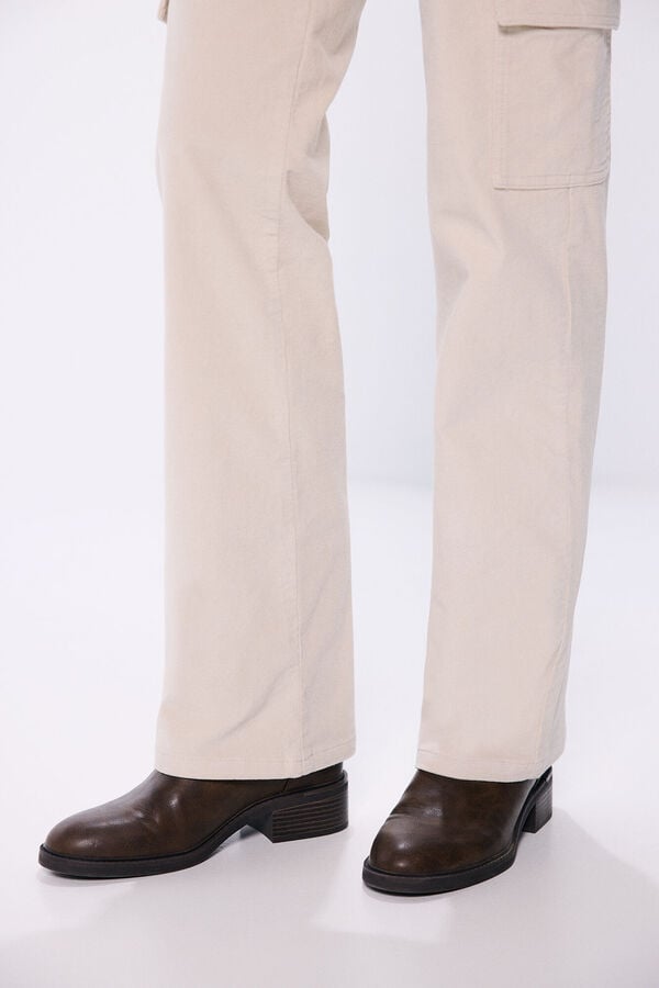 Springfield Pantalón cargo pana beige