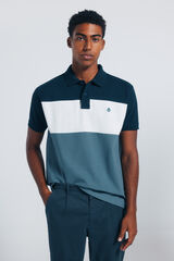 Springfield Regular fit color block piqué polo shirt blue
