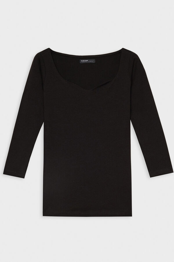 Springfield T-shirt with sweetheart neckline black