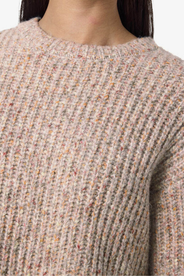 Noisy May Melierter Pullover mit Rundhalsausschnitt Grau