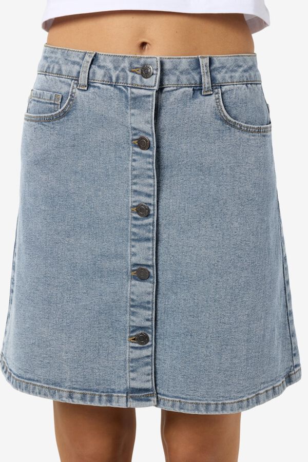 Noisy May Denim short skirt with button detail blue