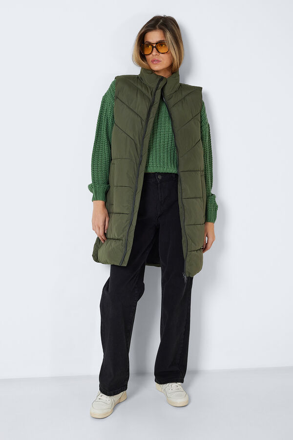 Springfield Long quilted gilet zelena